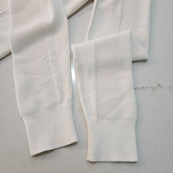 Ted Baker London Knit Cardigan Size Small Ribbed Open-Front White Ribbed Detail - Picture 4 of 9